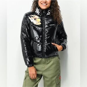 Members Only x Space Jam A New Legacy Hi Shine Black Puffer Jacket Size Large